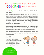 Load image into Gallery viewer, My First Italian-English Color-In Word Search Puzzle Book
