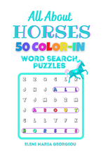 将图片加载到图库查看器，All About HORSES: 50 Color In Word Search Puzzles
