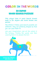 将图片加载到图库查看器，All About HORSES: 50 Color In Word Search Puzzles
