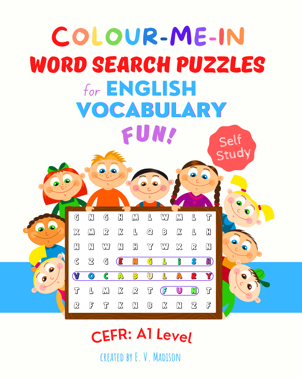 Colour-Me-In Word Search Puzzles for English Vocabulary Fun! A1 Level