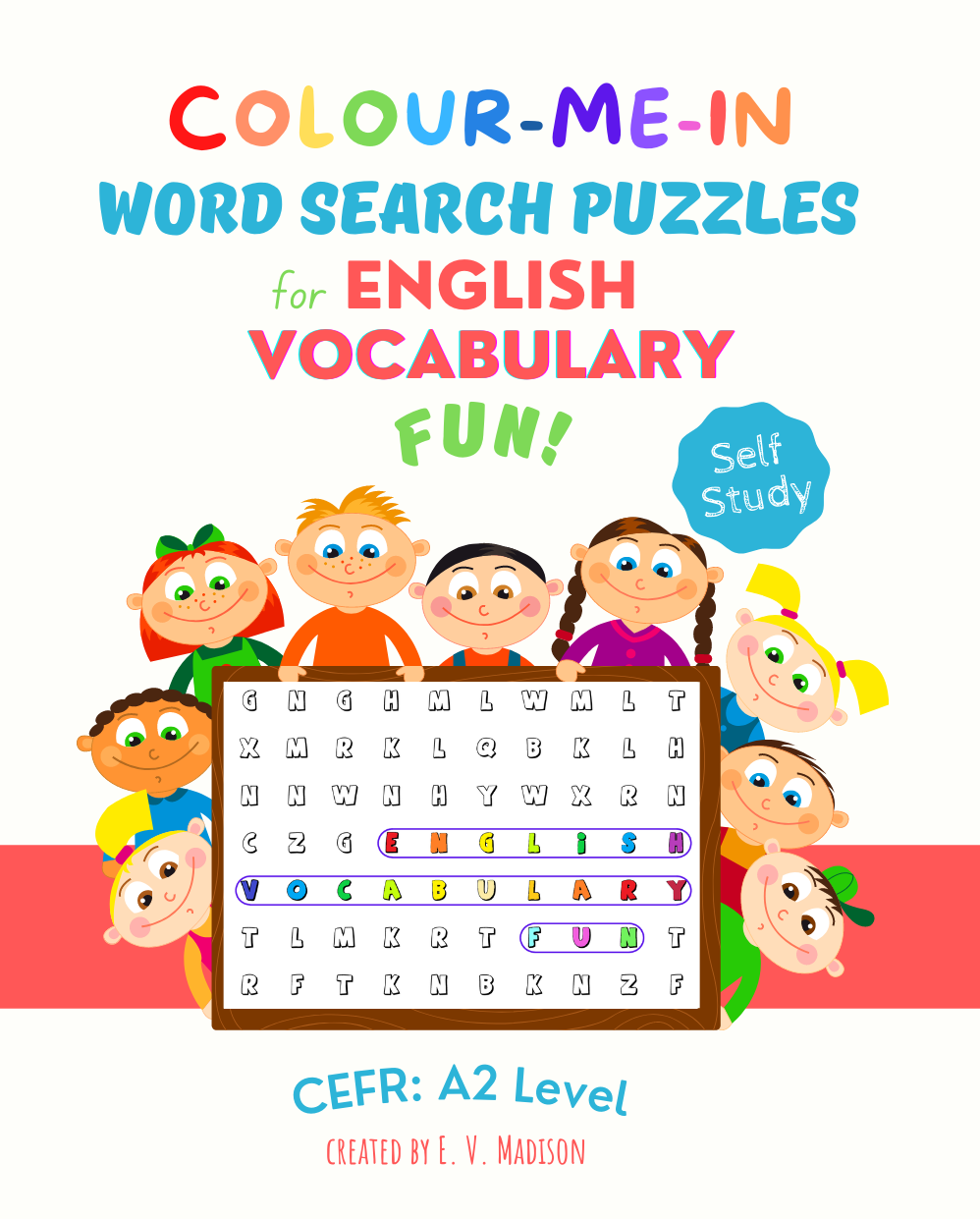 Colour-Me-In Word Search Puzzles for English Vocabulary Fun! A2 Level