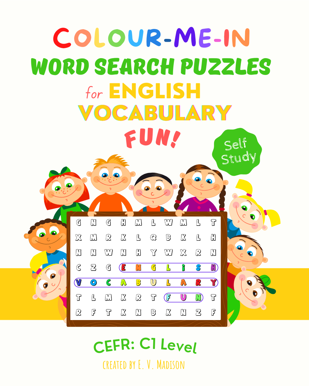 Colour-Me-In Word Search Puzzles for English Vocabulary Fun! C1 Level